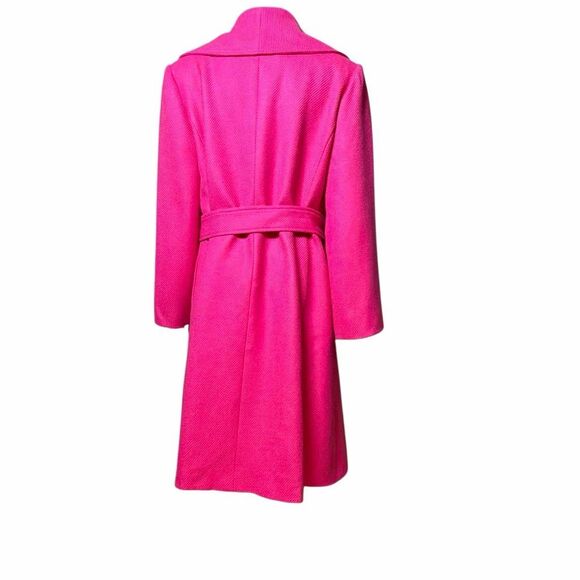 NWT Carolina Herrera Shawl-Collar Belted Wool Twill Coat in Cerise Pink 6 (009) - Picture 10 of 16